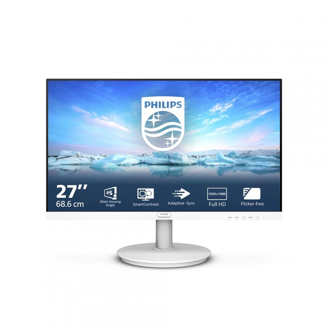 Monitor Philips 27" 271V8AW/00, Diagonal (inch): 27, Diagonal (cm): 69, Aspect ratio: 16:9, Panel: IPS, Resolution: 1920x1080, Refresh Rate: 75Hz, Response time GtG: 4ms, Brightness (max): 250 cd/㎡, Contrast (static) : 1300:1, Contrast (dynamic): Mega