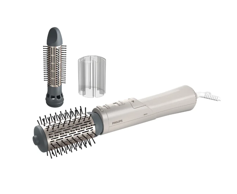 Perie rotativa cu aer cald PHILIPS Seria 7000 BHA710/00, 1000W, Ingrijire cu ioni, 2 accesorii, Setare temperatura de ingrijire, Peri naturali, Invelis ceramic din turmalina,  Alb/Crem, L x A x I (mm) 345x150x95