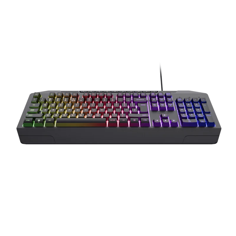 Tastatura Trust cu fir GXT836 Evocs, numar butoane 114, interfata USB 2.0, conector USB-A, iluminare RGB rainbow, negru