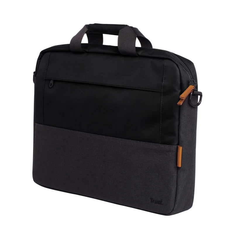 Geanta laptop Trust Lisboa, pentru laptopuri cu diagonala pana in 16",2 compartimente, material POM, RPET Polyester, RPET, volum 2.1 L, negru
