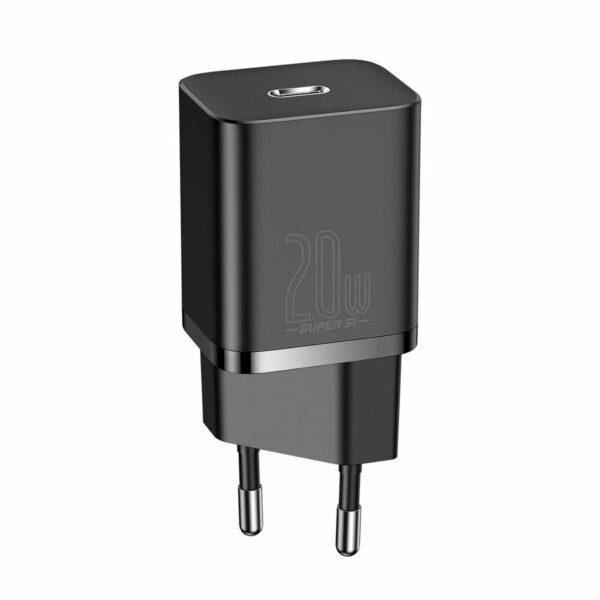 INCARCATOR retea Baseus Super Si, Quick Charge 20W, 1 x USB Type-C 5V/3A max, negru | Altamag.ro