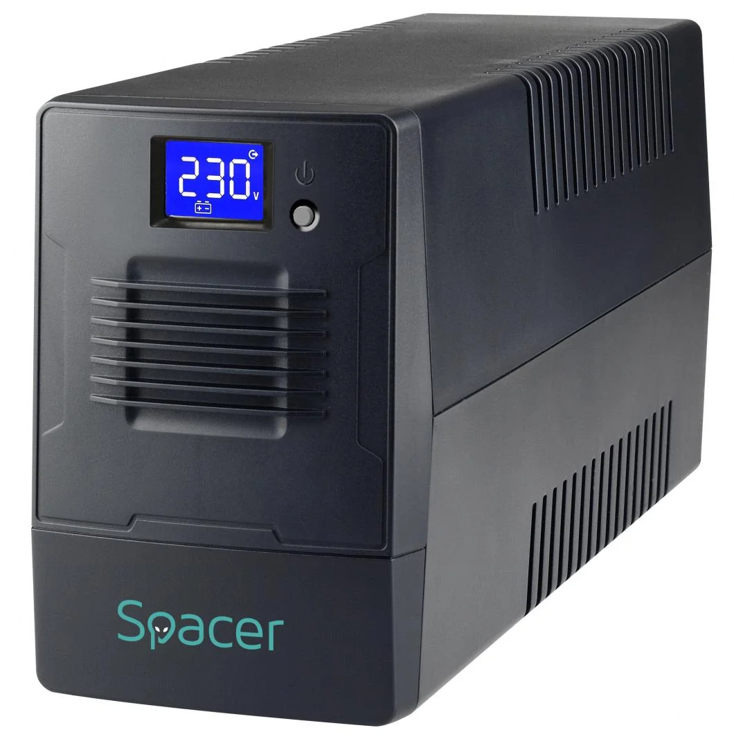 UPS Spacer Line Int. cu management, LCD, 1000VA/  600W, AVR, 4 x socket Schuko, display LCD, 2 x baterie 12V/7Ah, conector USB, combo RJ11/RJ45, bateria are 12 luni garantie