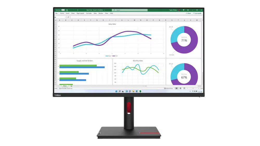 Monitor Lenovo ThinkVision T32h-30 31.5" IPS, QHD (2560x1440), 16:9, Brightness: 350 cd/m², Contrast ratio: 1000:1, Response time: 4ms (Extreme mode) / 6ms (Typical mode), Dot / Pixel Per Inch: 93 dpi, Color Gamut: 99% sRGB, View angle: 178° / 178°,