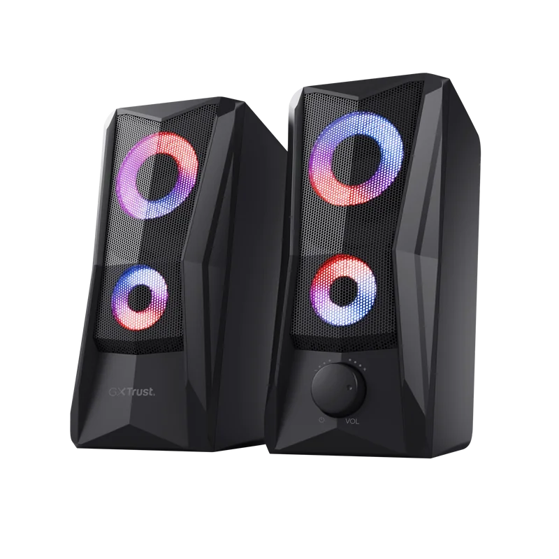 Boxe Trust GXT 606 Javv, iluminare RGB LED, putere maxima 12W, frecventa de raspuns 160 Hz - 20.000 Hz, audio input 3.5mm, negru