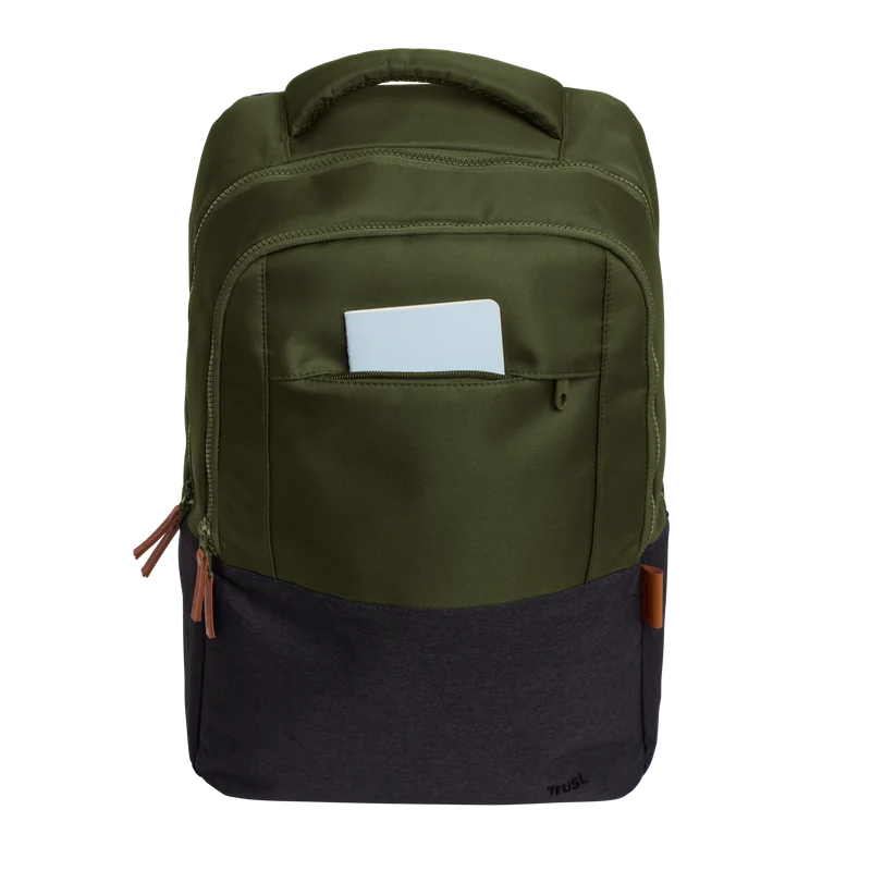 Rucsac laptop Trust Lisboa pentru laptop-uri cu diagonala de 16", material POM, RPET Polyester, RPET twill polyester, volum 23 L, verde