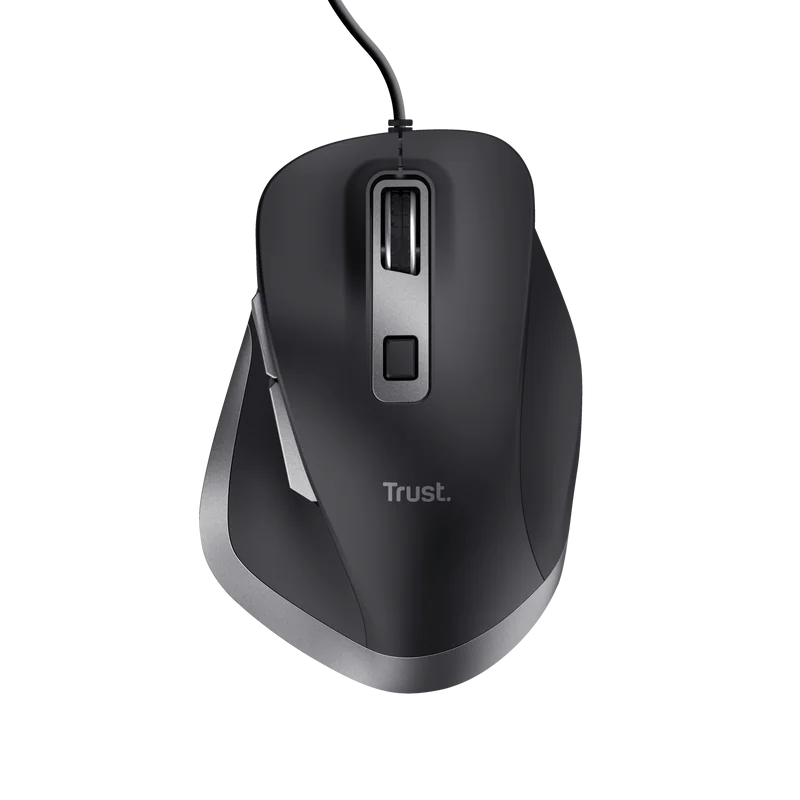 Mouse Trust Fyda cu fir, optic, interfata USB 2.0 rezolutie maxima 5000 DPI, 6 butoane, negru