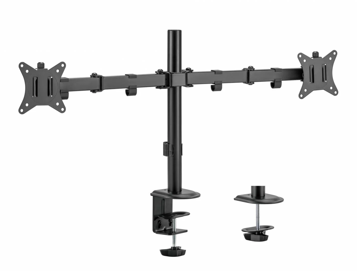 Suport 2 monitoare SeriouxMM66-C024, brat articulat monitor, compatibilitate dimensiune ecran 17"-32",  greutate maximă suportata: (per ecran): 9kg, VESA: 75x75, 100x100, inclinare: +45°~-45°, pivotare: +90°~-90°, rotația ecranului: + 180°~-180°,
