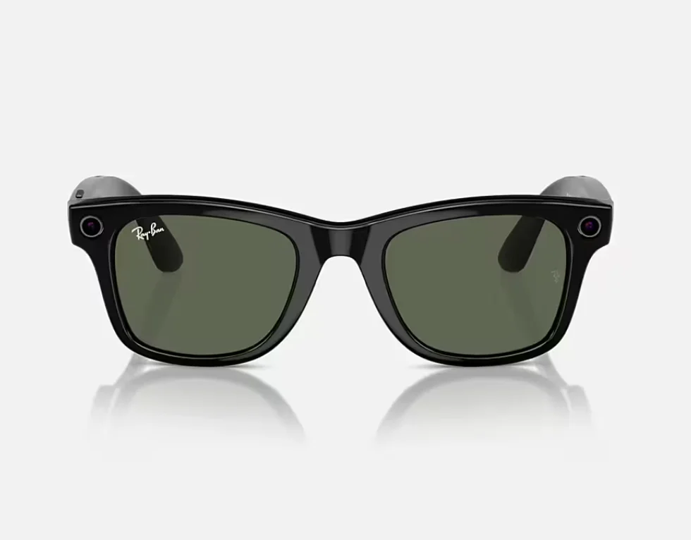 Ray-Ban Meta Wayfarer AI Glasses Shiny Black/G-15 Green