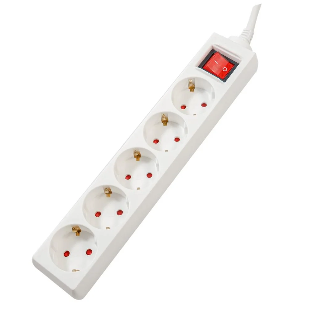PRELUNGITOR SPACER, Schuko x 5, conectare prin Schuko (T), cablu 3 m, 16 A, max. 3500W, protectie supratensiune, protectie copii, alb