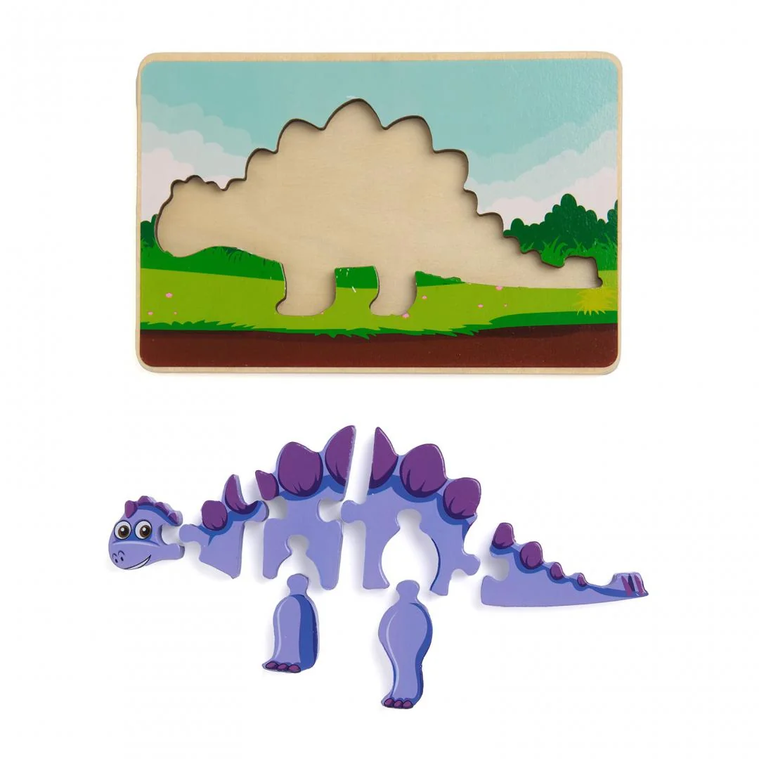 PUZZLE DIN LEMN STEGOZAUR, 8 PIESE, MOMKI Momki