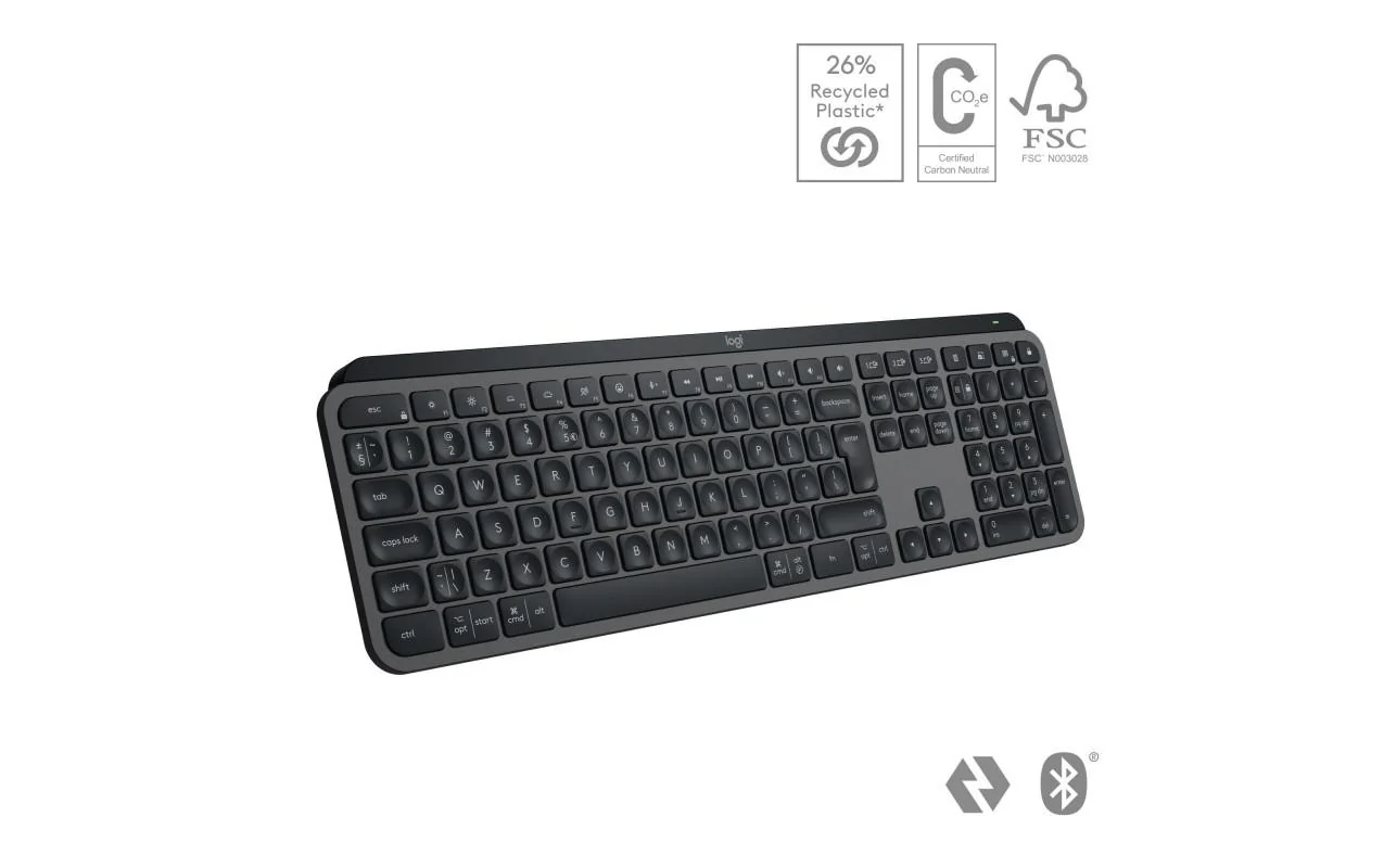 Tastatura Logitech MX Keys S, Iluminare, 2.4GHz&Bluetooth, USB-C, US INTL layout, graphite/negru Logitech