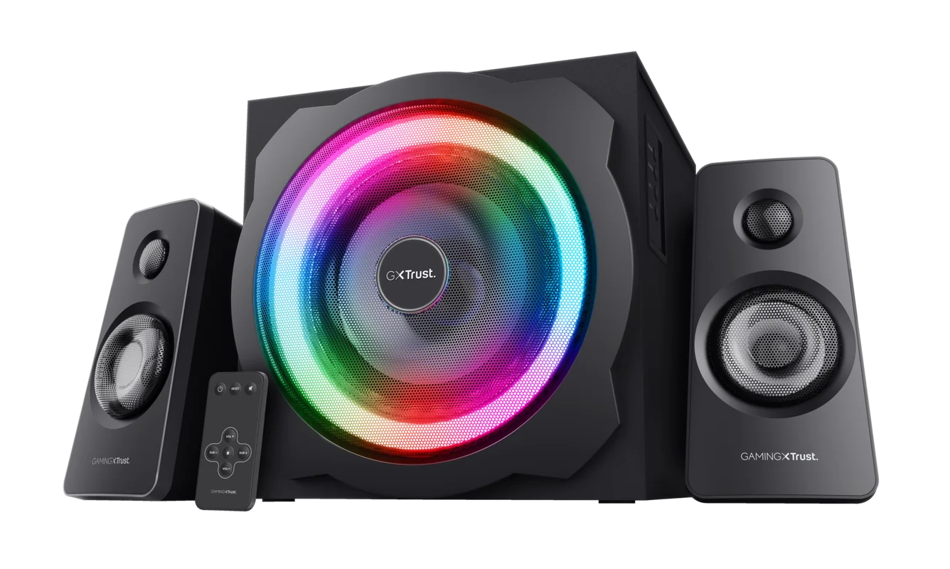 Sistem 2.1Trust GXT629 Tytan cu fir, USB 2.1, putere maxima RMS 120W, frecventa raspuns 20 Hz - 20.000 Hz, negru