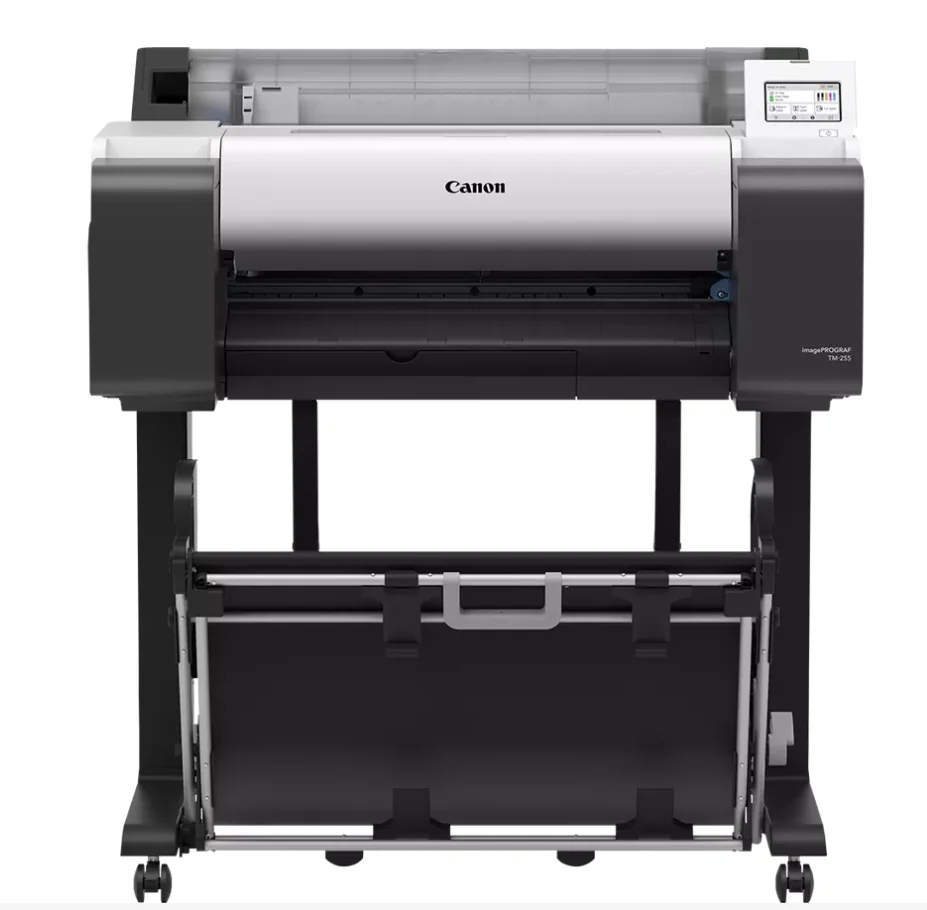 Plotter Canon imagePROGRAF TM-255 + HDD 500GB, 24"(610mm), format A1, 5 culori, rezolutie max 2400x1200dpi, memorie 2GB, limbaje de imprimare: HP-GL/2, HP RTL, PDF (Ver. 1.7), JPEG (Ver. JFIF 1.02), CALS G4 (submission via FTP only), display LCD 4.3",