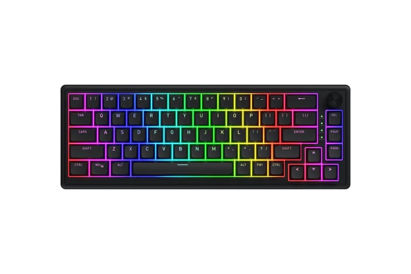 Tastatura cu fir Hator Skyfall 65, interfata USB, switch HATOR Aurum Sterling linear, material tasta OMA, buton de control multimedia, sistem de anulare a zgomotului integrat, negru