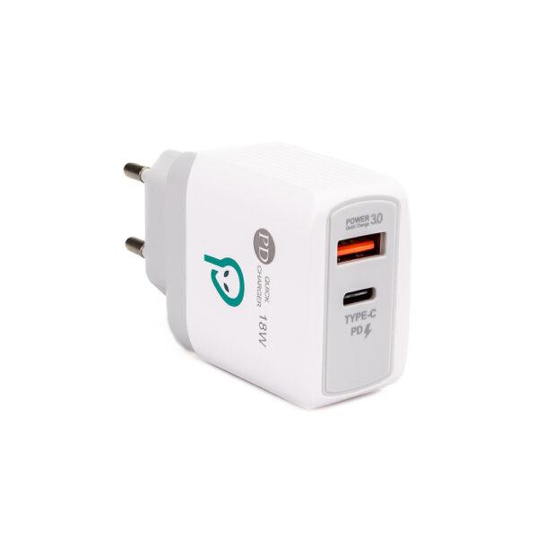 Alim. retea Spacer QC USB-A&C 18W, alb | Altamag.ro