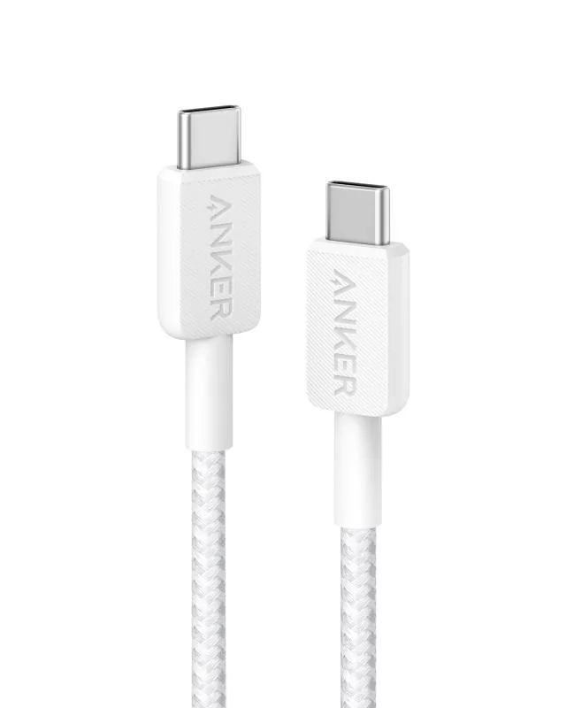 ablu alimentare si date Anker, USB Type-C (T) la USB Type-C (T), 0.9m rata transfer 480 Mbps, 60W, invelis nylon, braided, alb, "A81F5G21"
