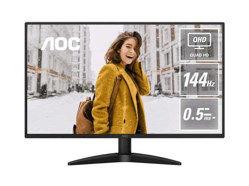 Monitor AOC 27" Q27B36X, Diagonal (inch): 27, Diagonal (cm): 68, Aspect ratio: 16:9, Panel: IPS, Resolution: 2560x1440, Refresh Rate: 144Hz, Response time GtG: 4ms, Response time MPRT: 0.5ms, Brightness (max): 300 cd/m², Contrast (static) : 1500:1,