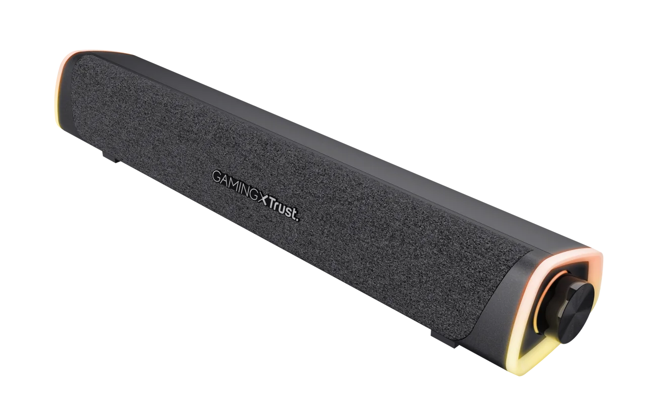 Soundbar Trust GXT 620 Axon, puetere (RMS) 6W, frecventa 20 Hz - 20.000 Hz, audio input 3.5mm (1.4m), iluminare RGB, alimentare prin USB,  negru