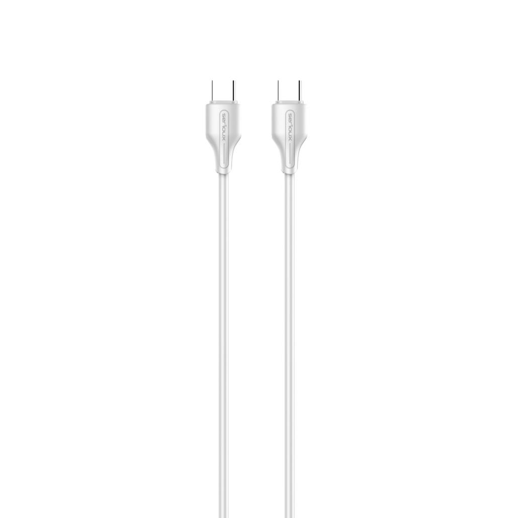 Cablu Serioux TYPE-C - TYPE-C 2M 60W.Lungime: 200 cm, Ieșire: 65W, tip cablu: USB-C la USB-C, culoare: Alb , funcție: încărca