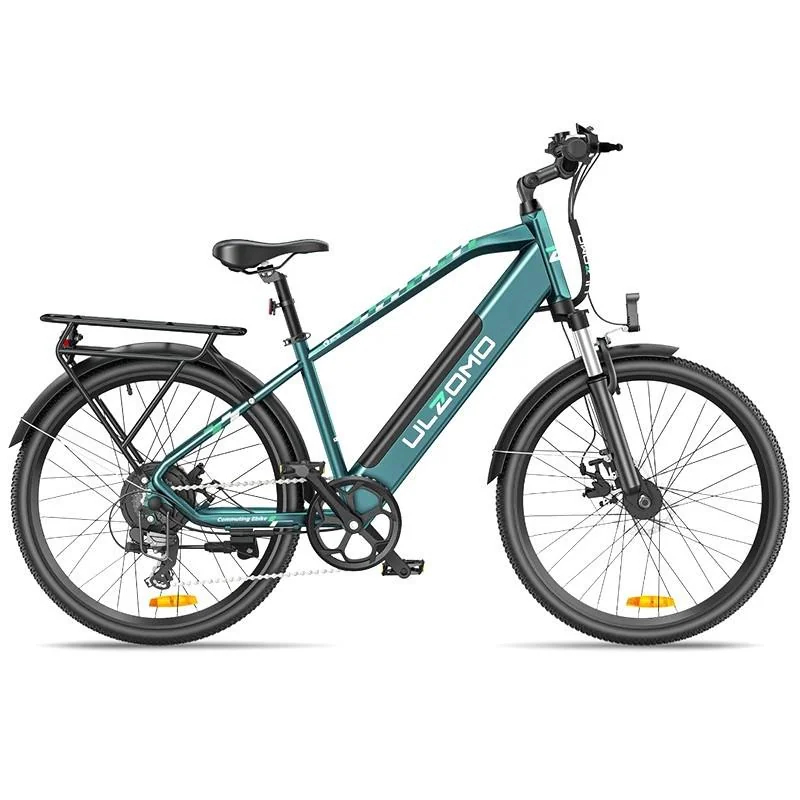 Bicicleta electrica Ulzomo Metro 26 E-bike, 250W, 36V 17Ah, autonomie 100km, viteza maxima 25km/h, Green, 26'' Ulzomo