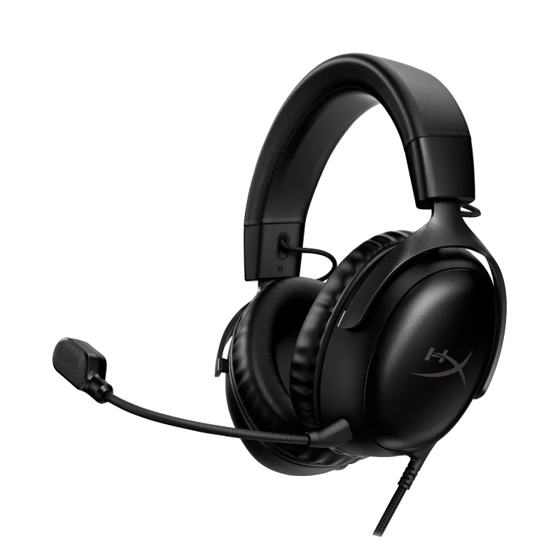 Casti gaming HyperX Cloud III Black, DTS Headphone:X Spatial Audio, drivere 53mm, microfon detasabil cu metal mesh, noise cancelling si indicator LED, jack 3,5mm/USB-C/USB-A, cupe cu spuma cu memorie, multiplatforma, negru
