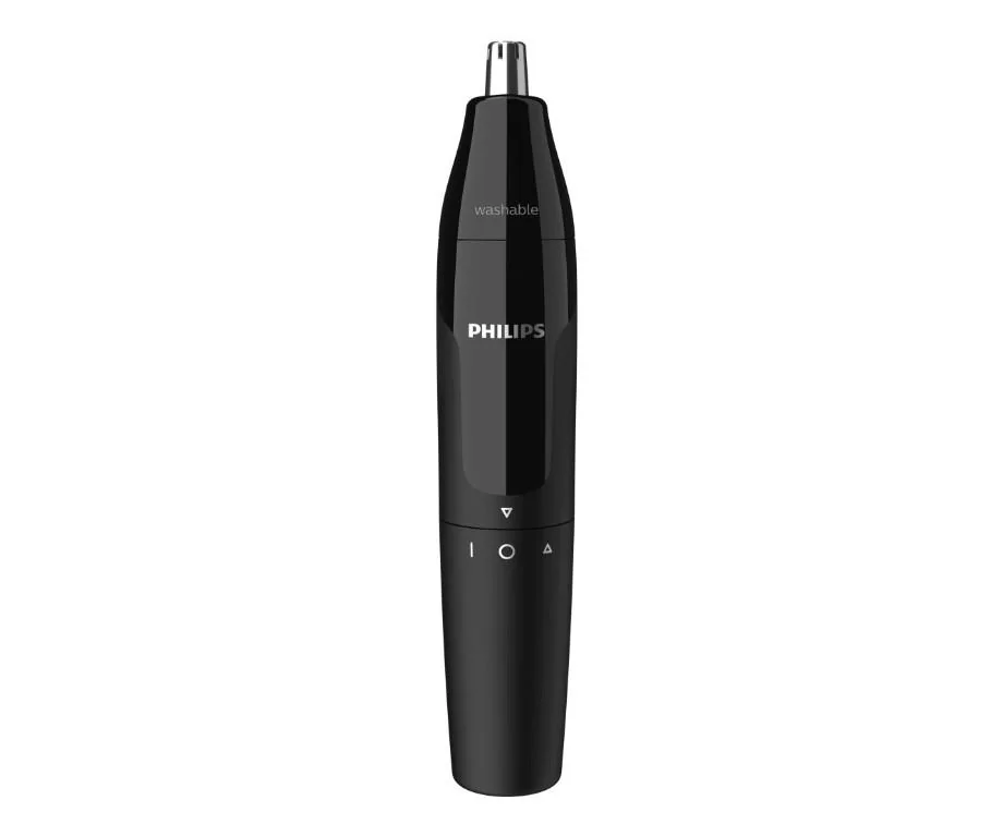 Trimmer pentru nas/urechi Philips NT1620/15, baterie, lavabil, utilizare umed si uscat, Negru Philips