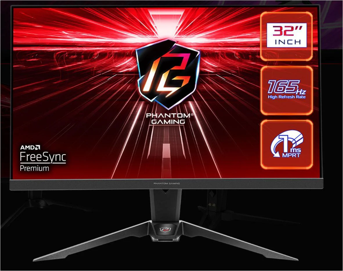 Monitor Gaming Asrock PG32QF2B, diagonala: 31.5", Aspect: 16:9, anti-glare, Rezolutie: 2560 x 1440, Refresh rate: 165Hz, Luminozitate: 550 cd/m2, Contrast: 3000:1, unghi vizualizare: 178°(H) / 178°(V), culori: 16.7M, Timp raspuns: 1ms, Flicker free,