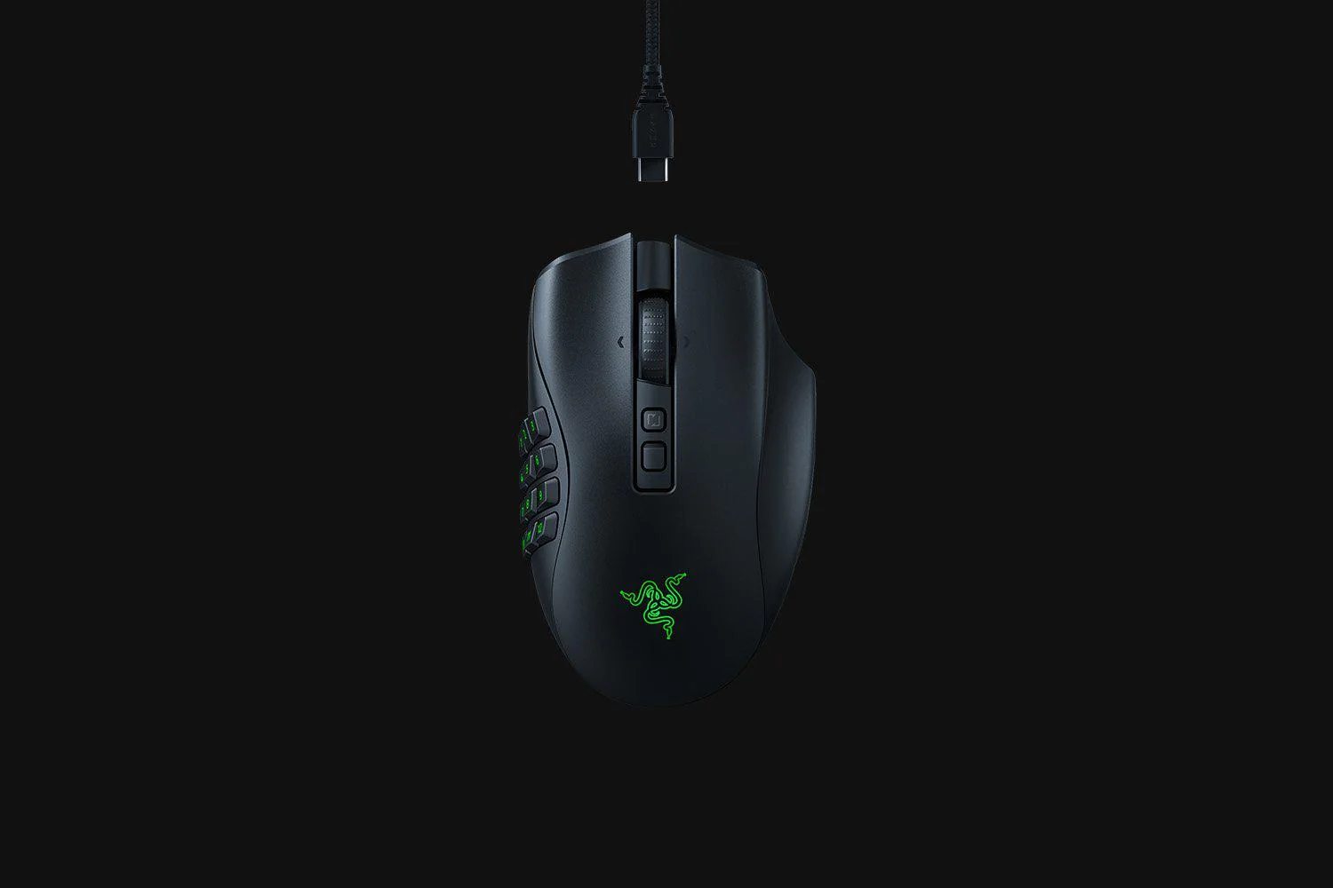 Mouse Razer Naga V2 PRO  Connectivity       Razer HyperSpeed Wireless (2.4GHz)     Bluetooth     Wired – Speedflex Cable USB Type C  Battery Life       Up to 150 hours (on HyperSpeed Wireless)     Up to 300 hours (on Bluetooth)  RGB Lighting  Razer