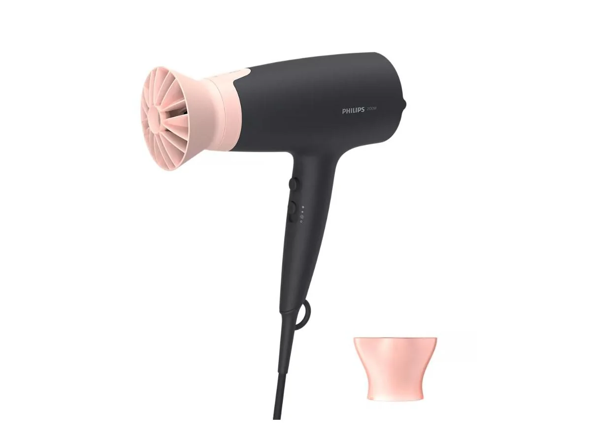 Uscator de par PHILIPS BHD350/10, 6 viteze, 6 trepte temperatura, 2100W, Negru-Roz Philips