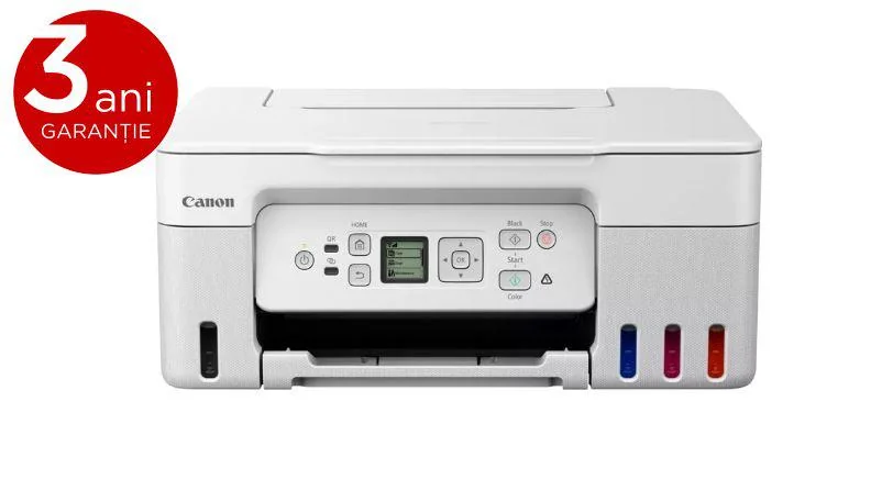 "Multifunctional inkjet color CISS Canon PIXMA G3470 White, dimensiune A4(Printare, Copiere, Scanare), viteza imprimare 11ipm alb-negru, 6ipm color,rezolutie printare 4800x1200 dpi, imprimare fara margini, alimentarehartie 100 coli, scanner CIS rezolutie