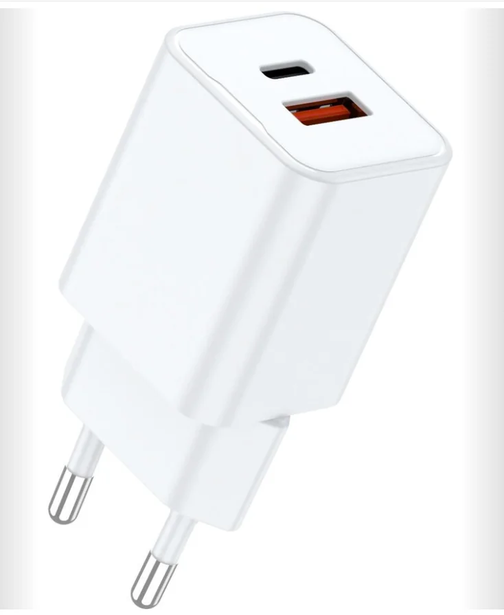 Lemontti Incarcator Retea GaN Dual Port 1x Type-C si 1x USB-A QC 3.0, 25W, Alb