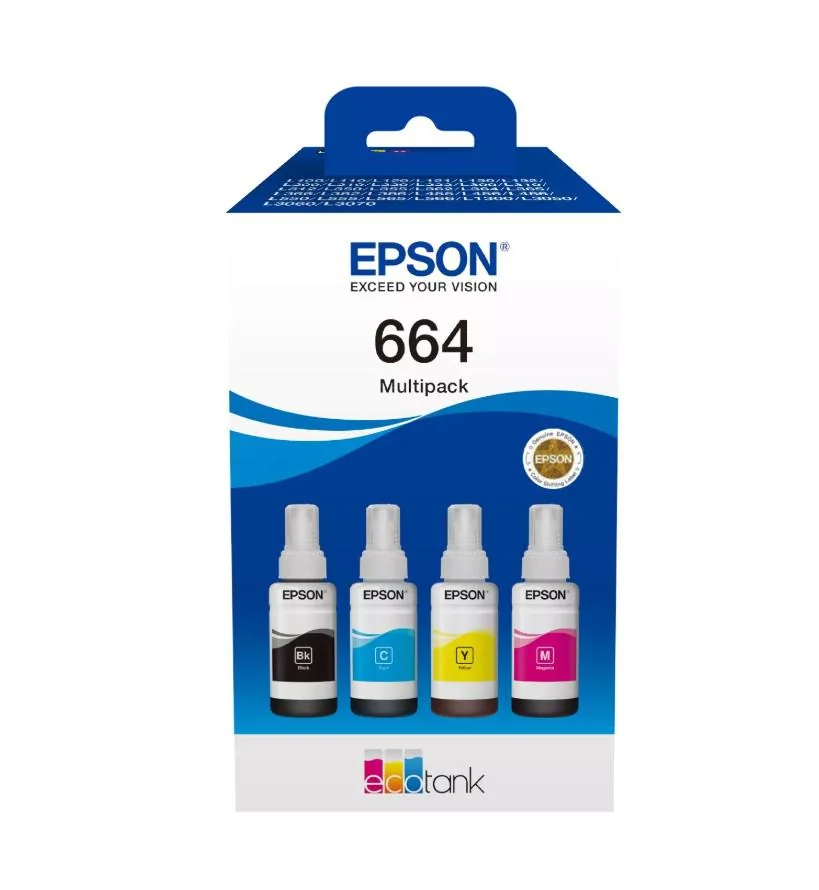 Cartus cerneala Epson T6646 BK+CMY, multipack, pentru Epson L200 Epson L355 Epson L110 Epson L210 Epson L300 Epson L550. Epson