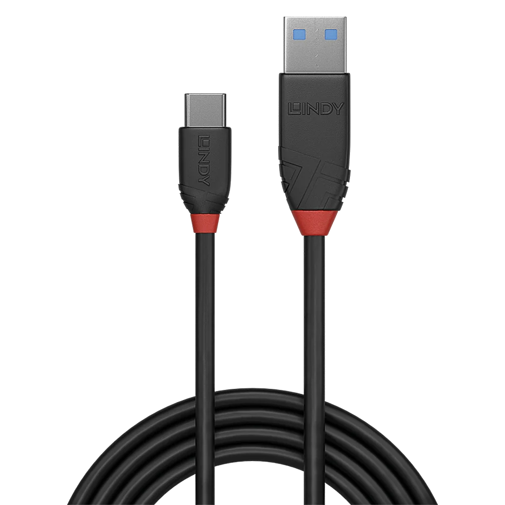Cablu Lindy 1.5m USB 3.2 Type-A to Type-C (tata - tata), Black Line, Supported Bandwidth: 10Gbps, negru