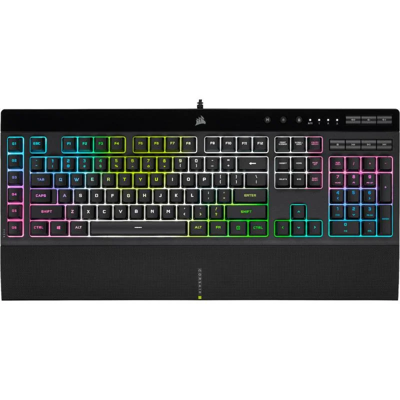 CORSAIR K55 RGB PRO, negru 12-Key Selective with Anti-Ghosting Supported in iCUE Wired Connectivity USB 2.0 Type-A Key Switches RUBBER DOME
