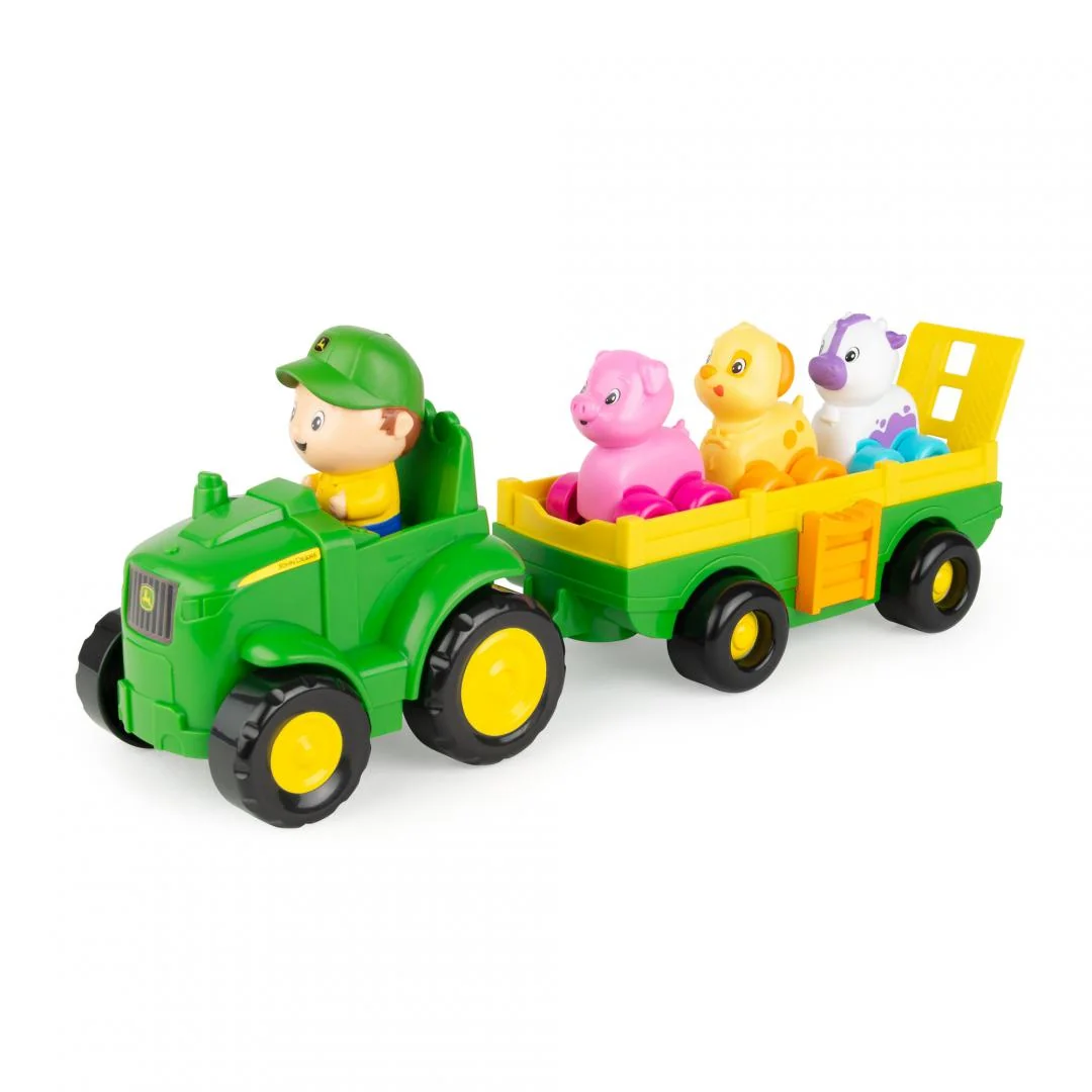TRACTORAS CU REMORCA, ANIMALUTE SI SUNETE, JOHN DEERE Tomy