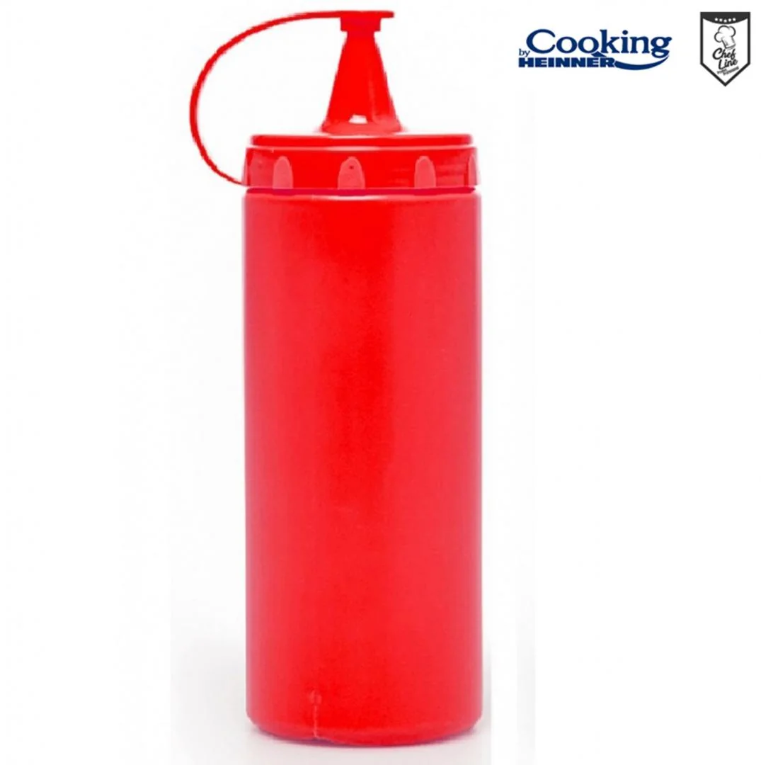 STICLA DISPENSER PENTRU SOSURI 1000 ML ROSU, CHEF LINE, COOKING BY HEINNER Heinner