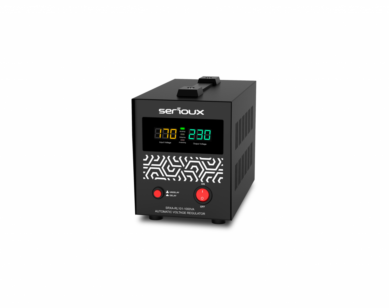 Stabilizator de tensiune Serioux Relay 101-1000VA, putere 1000VA/600W, tip releu, transformator toroidal, interval tensiune i
