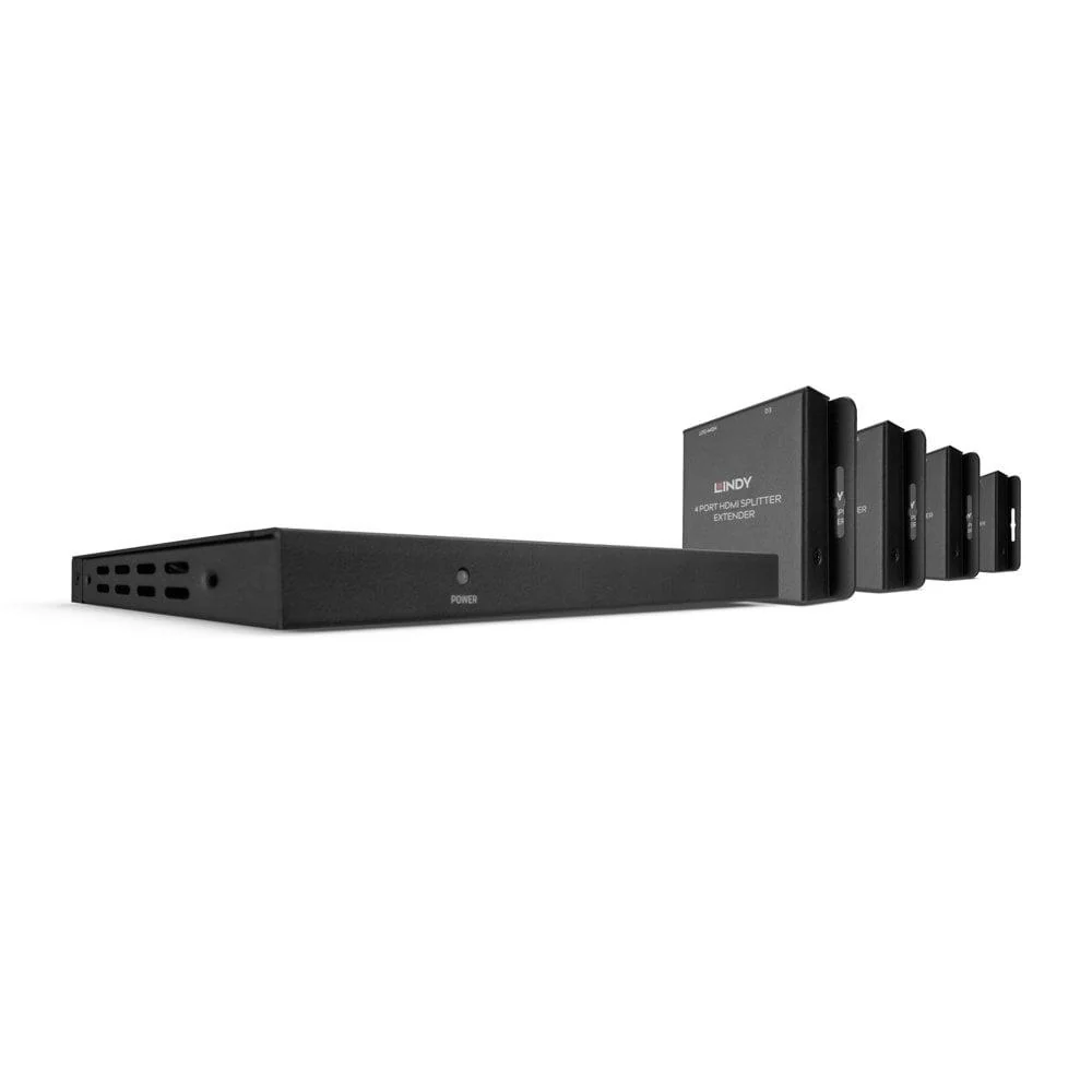 Lindy 50m Cat.6 4 Port HDMI & IR Splitter Extender with Loop Out  Description  An advanced Splitter Extender that extends and distributes HDMI & IR signals to 4 displays at distances of up to 50m Supports resolutions up to Full HD 1920x1080 @60Hz 4:4:4