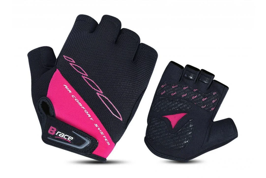 MANUSI B-RACE CU GEL NEGRU/FUXIA, S Pegas