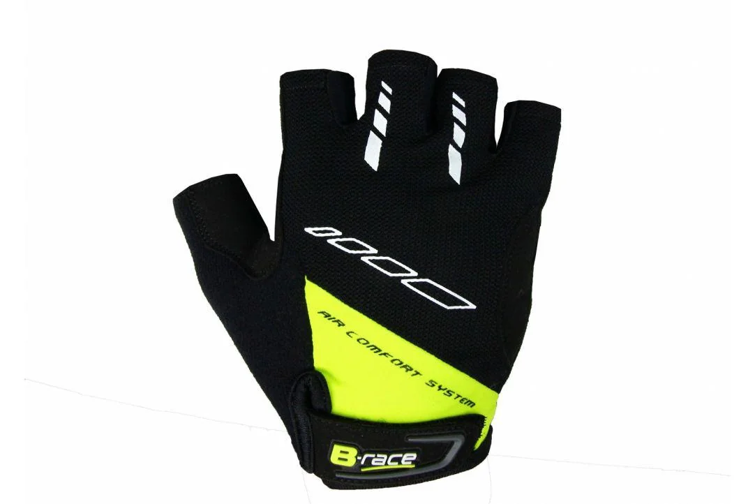 MANUSI B-RACE CU GEL NEGRU/LIME, L Pegas
