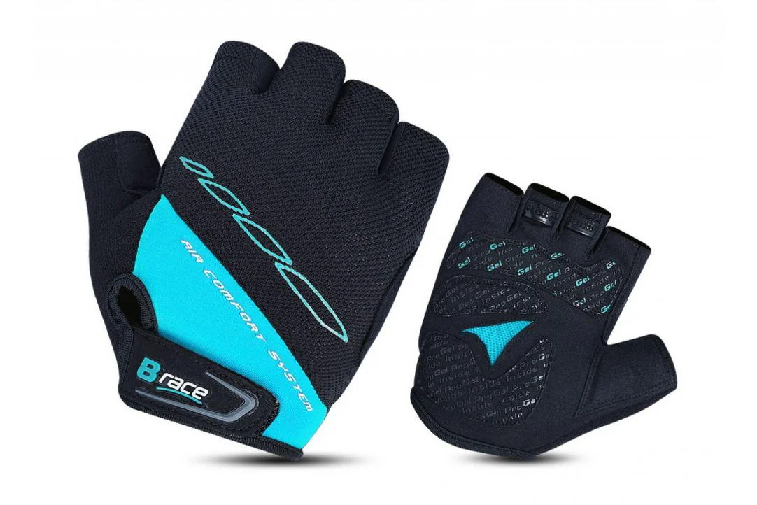 MANUSI B-RACE CU GEL NEGRU/TURCOAZ, L Pegas