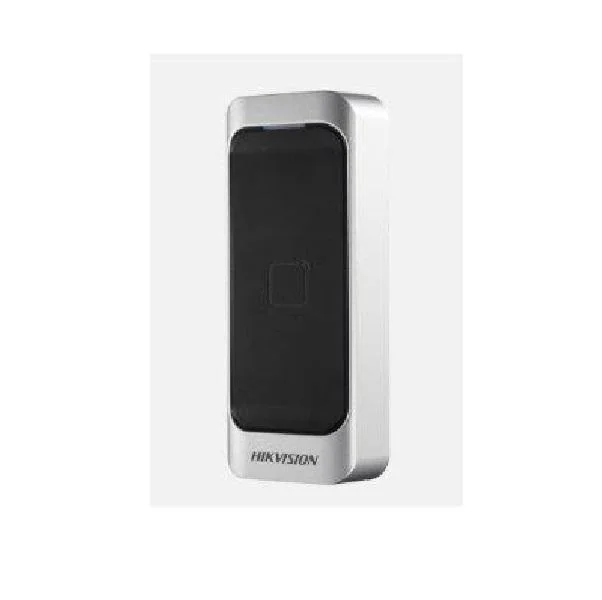 Cititor de card Hikvision DS-K1107AE, citeste carduri cu frecventa de 125 KHz, distanta citire: <= 50 mm, RS-485, Wiegand (W26/W34) protocol si protocol OSDP, , indicator de stare si alimentare, buzzer incorporat, tamper, alimentare 12VDC, IP65,