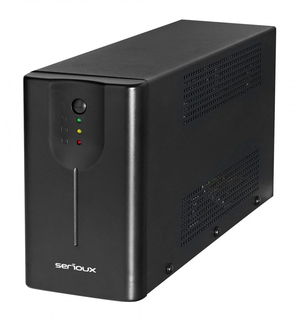 UPS Serioux Line Interactive 1500LI, Led, capacitate 1500VA/900W, 4 prize Schuko , baterie 12 V / 8.0 Ah × 2, timp mediu de functionare pe baterii 8 min - 50% sarcina, management USB/RJ45, software inclus