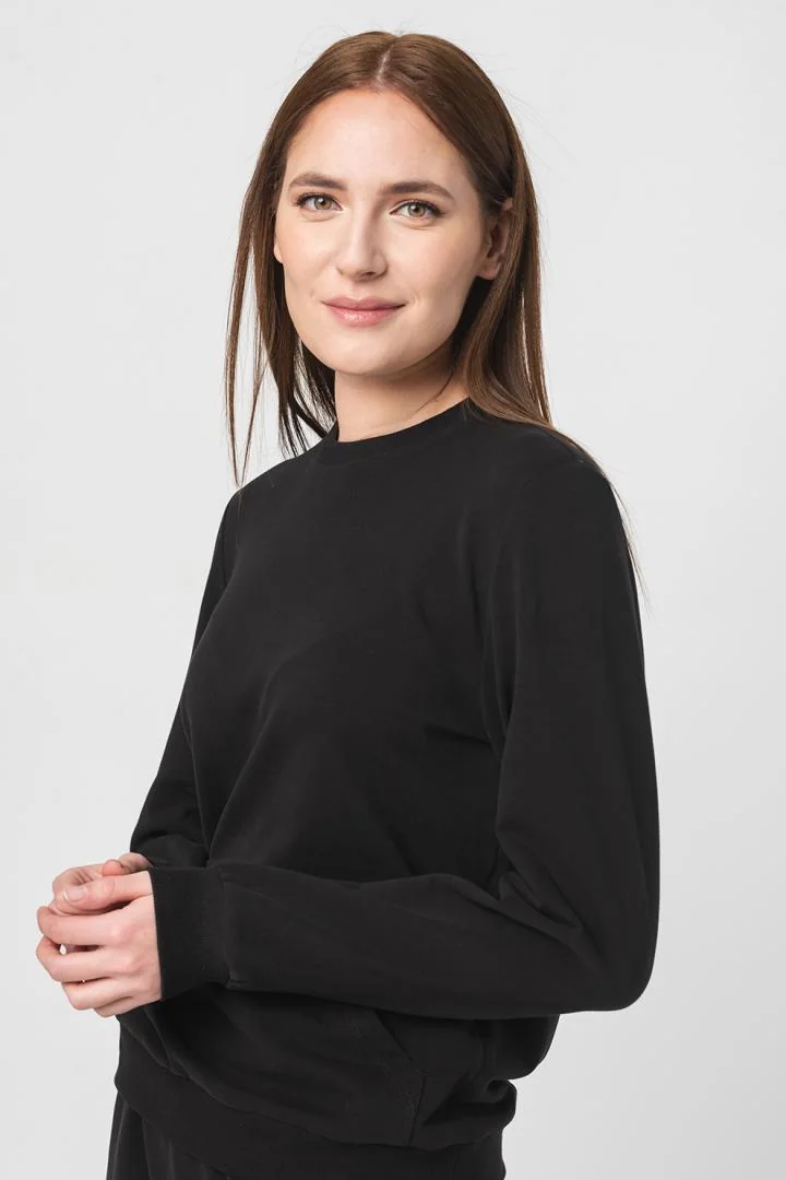 BLUZA COTON CASUAL FEMEI BLACK-XS Pegas