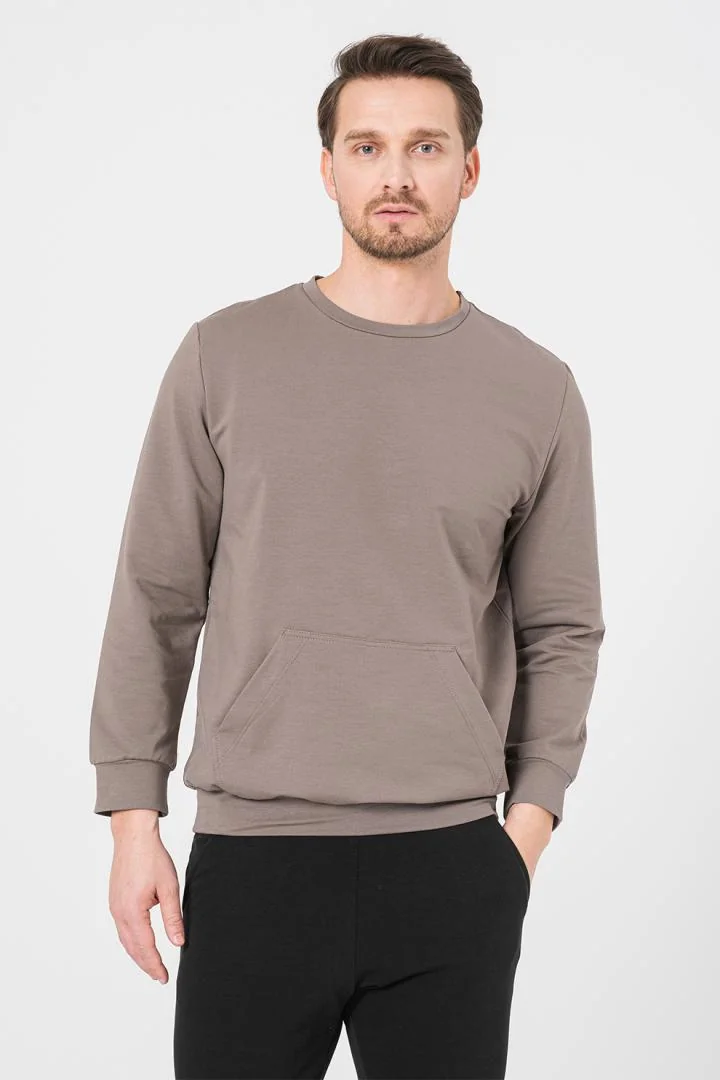 BLUZA COTON CASUAL BARBATI TAUPE-L Pegas