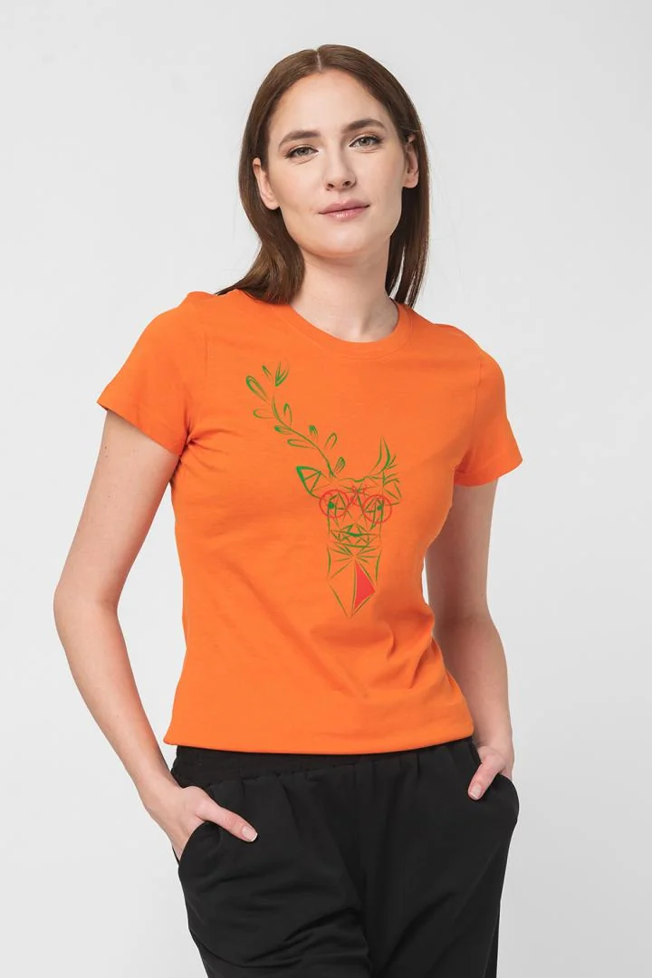 TRICOU CERB FAMILIE FEMEI ORANGE-XS Pegas