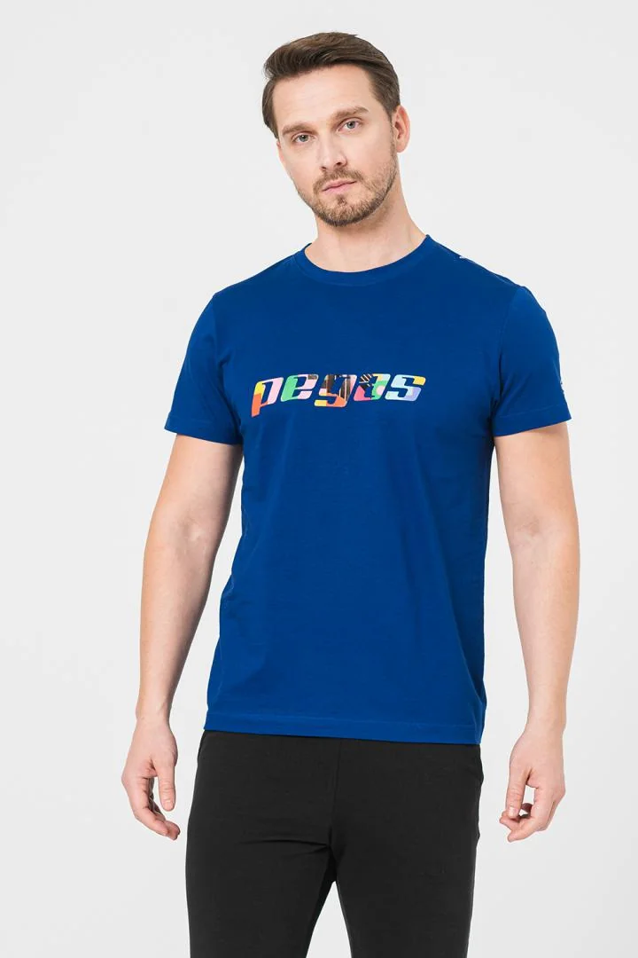 TRICOU LOGO MULTICOLOR BARBATI ROYAL BLUE-M Pegas
