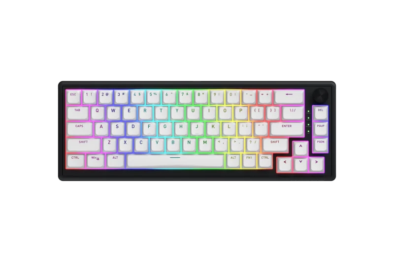 Tastatura wireless Hator Skyfall 60, interfata 2.4GHz, BT5.3, USB, polling rate 1000Hz, capacitate baterie 2000mAh, switch HATOR Aurum Sterling linear, material tasta OMA, buton de control multimedia, sistem de anulare a zgomotului integrat, alb-negru