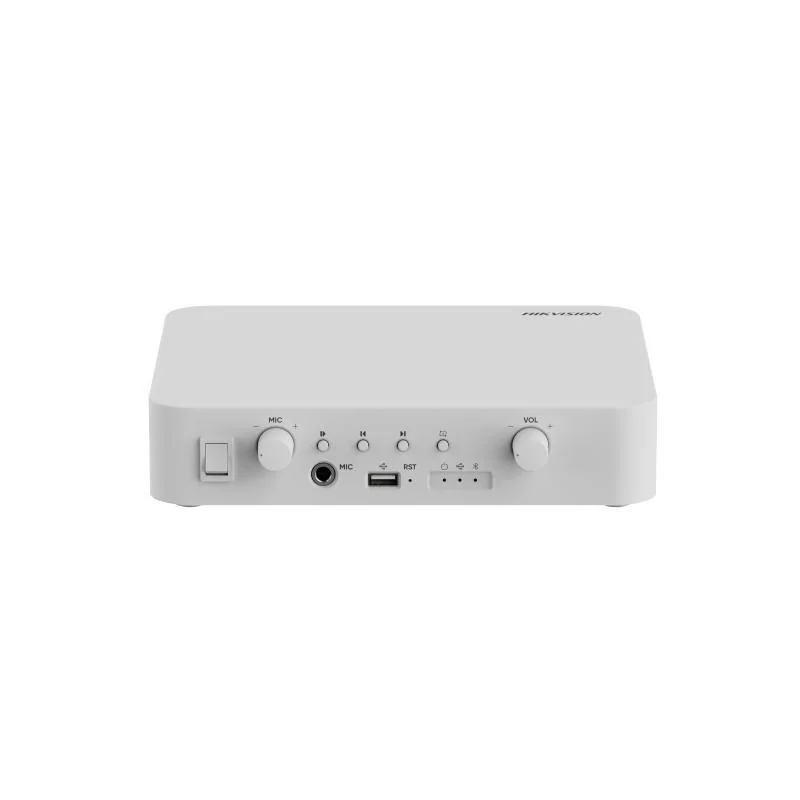 Network Amplifier Hikvision DS-QAE1A40G1-VB, intrari audio: USB/Bluetooth/MIC/RCA, suporta: schedule/live/emergency broadcast, alarm linkage, TTS, protocol: IPv4, HTTP, HTTPS , SSL/TLS , DNS, NTP, TCP, UDP, IGMP, ICMP, DHCP, ARP, SSH, putere: 40 W / 24
