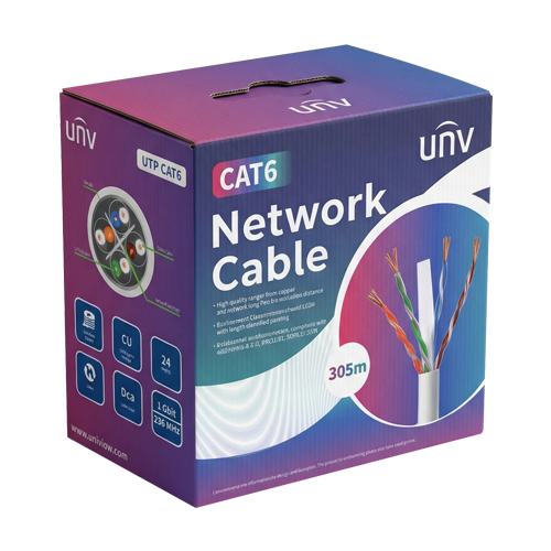 Cablu UTP, cat 6E, cupru integral, LSZH, cutie 305 metri, DCA - UNV UV-UTP6-300-BC24AWG-DCA-B-W | Altamag.ro